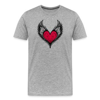 Heart Wings Winged Heart - Men's Premium Organic T-Shirt - heather grey - Front - Damien (186cm)