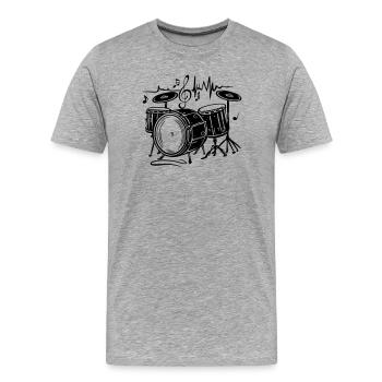 Tambours Tambours avec battement de cœur - T-shirt bio Premium Homme - gris chiné - Devant - Damien (186cm)