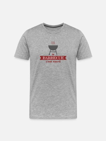 Le barbecue c'est sacré - T-shirt bio Premium Homme - gris chiné