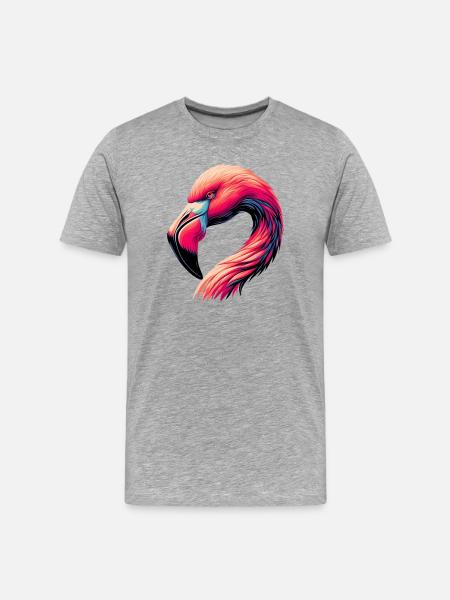 Flamingo - Männer Premium Bio T-Shirt - Grau meliert