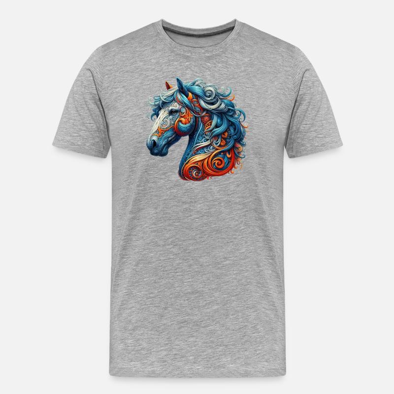 Pferd - Männer Premium Bio T-Shirt - Grau meliert