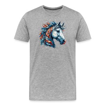 Pferd - Männer Premium Bio T-Shirt - Grau meliert - Vorne - Damien (186cm)