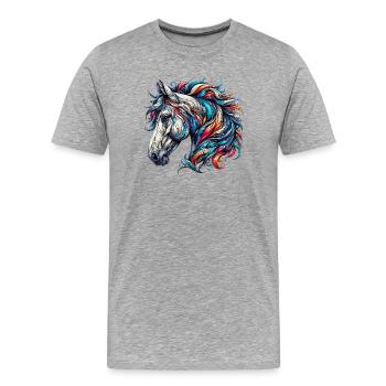 Pferd - Männer Premium Bio T-Shirt - Grau meliert - Vorne - Damien (186cm)