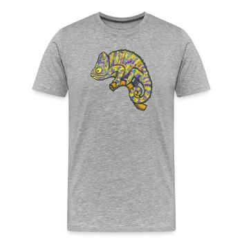 Chamaeleon Exotisch Tier Lustig - Männer Premium Bio T-Shirt - Grau meliert - Vorne - Damien (186cm)