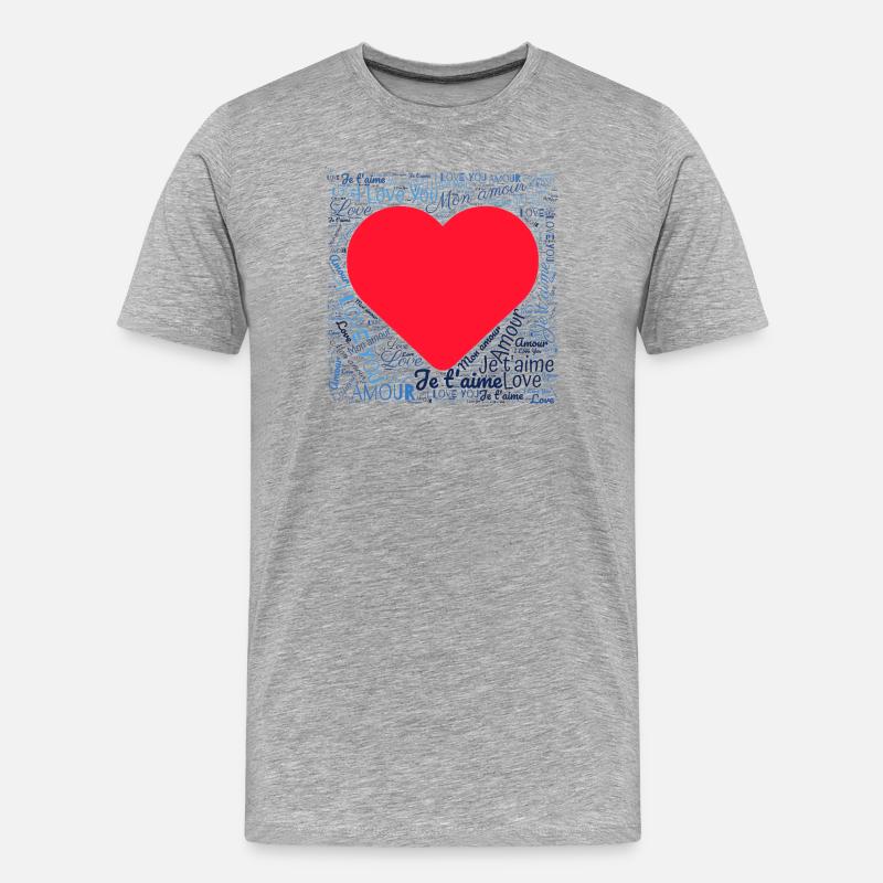 HERZ - Männer Premium Bio T-Shirt - Grau meliert