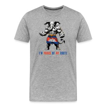 Je suis fier de mes itinéraires au Cambodge - T-shirt bio Premium Homme - gris chiné - Devant - Damien (186cm)