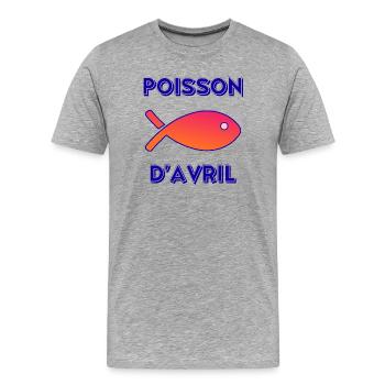 FISH. APRIL FOOL - Men's Premium Organic T-Shirt - heather grey - Front - Damien (186cm)