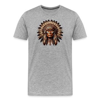American Indian American Red Skin - Men's Premium Organic T-Shirt - heather grey - Front - Damien (186cm)