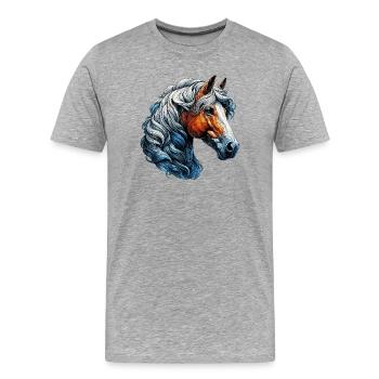 Pferd - Männer Premium Bio T-Shirt - Grau meliert - Vorne - Damien (186cm)