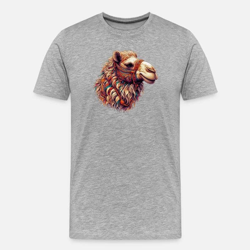 Kamel - Männer Premium Bio T-Shirt - Grau meliert