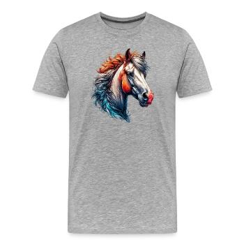 Cheval - T-shirt bio Premium Homme - gris chiné - Devant - Damien (186cm)
