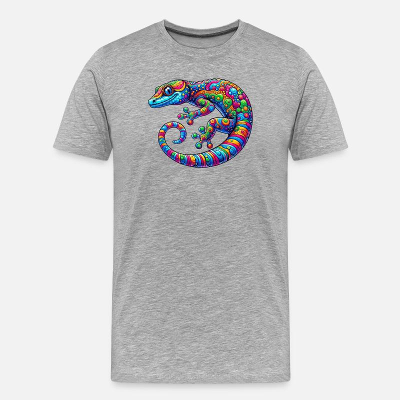 Gecko - Männer Premium Bio T-Shirt - Grau meliert