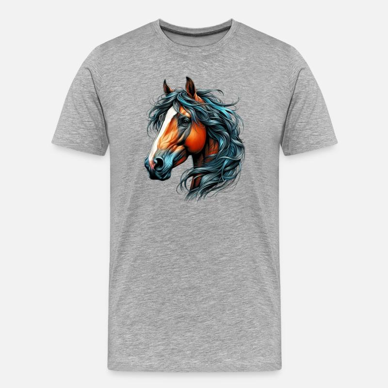 Pferd - Männer Premium Bio T-Shirt - Grau meliert