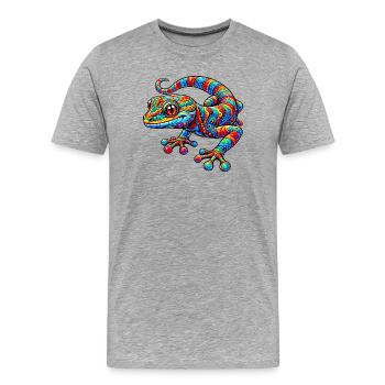 Gecko - Männer Premium Bio T-Shirt - Grau meliert - Vorne - Damien (186cm)