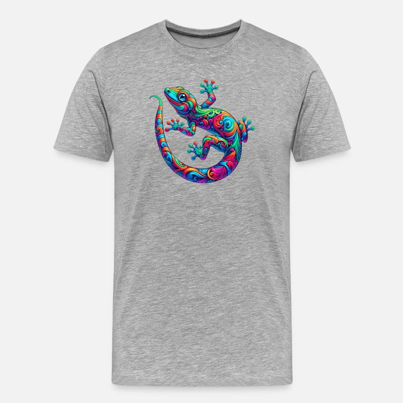 Gecko - Männer Premium Bio T-Shirt - Grau meliert