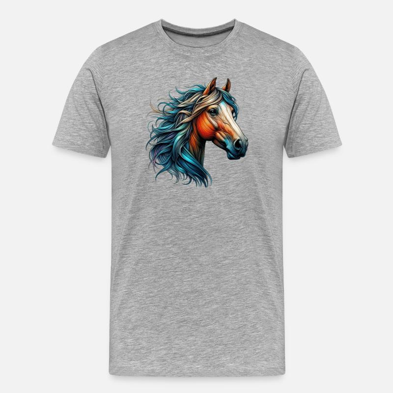 Pferd - Männer Premium Bio T-Shirt - Grau meliert