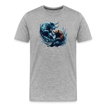 Finance Taureau Bear Fight Wall Street cadeau - T-shirt bio Premium Homme - gris chiné - Devant - Damien (186cm)