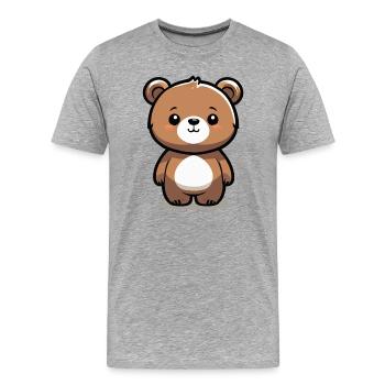 Kleiner süßer niedlicher brauner Bär, Teddybär - Männer Premium Bio T-Shirt - Grau meliert - Vorne - Damien (186cm)