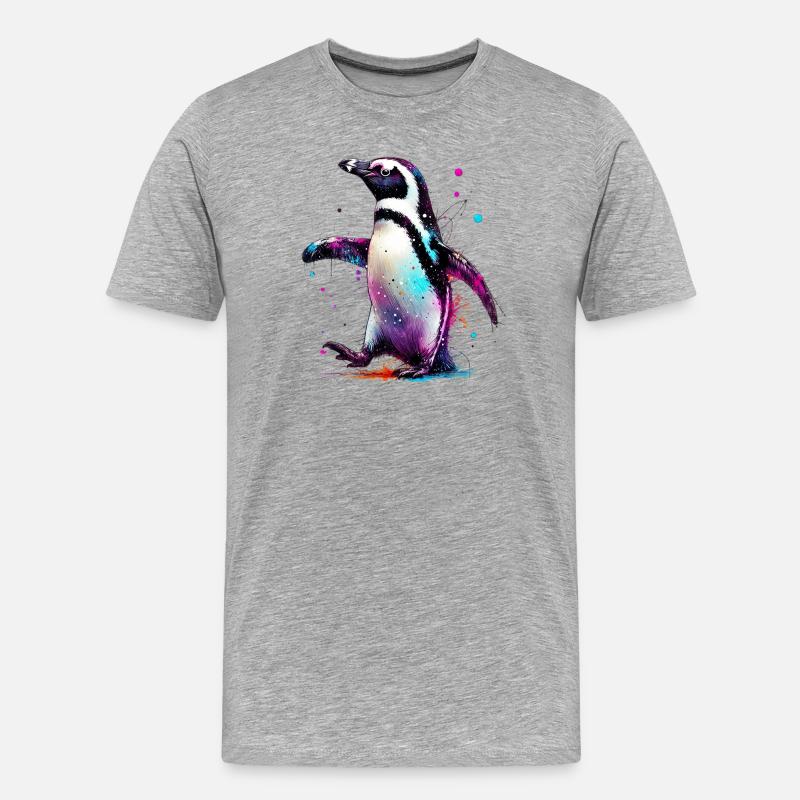 Pinguin - Männer Premium Bio T-Shirt - Grau meliert