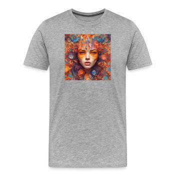 Feuerblumen Porträt - Männer Premium Bio T-Shirt - Grau meliert - Vorne - Damien (186cm)