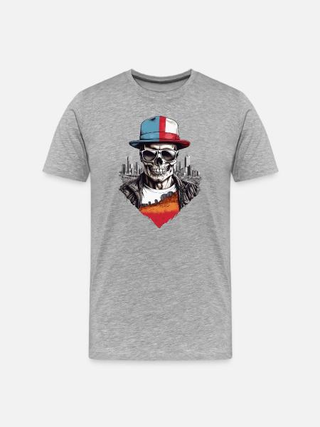 Crâne - T-shirt bio Premium Homme - gris chiné