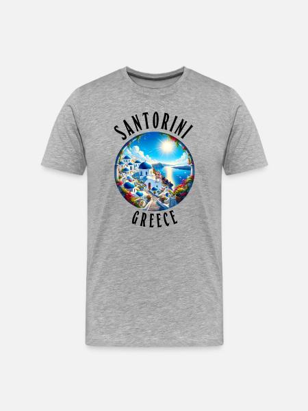 Santorini Greece holidays Greek island - Men's Premium Organic T-Shirt - heather grey