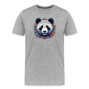 Panda - Männer Premium Bio T-Shirt - Grau meliert - Vorne - Damien (186cm)