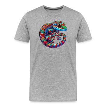 Gecko - T-shirt bio Premium Homme - gris chiné - Devant - Damien (186cm)