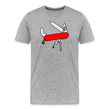 Red survival knife - Men's Premium Organic T-Shirt - heather grey - Front - Damien (186cm)