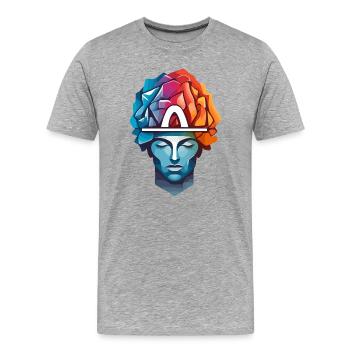 Hommes pensant - T-shirt bio Premium Homme - gris chiné - Devant - Damien (186cm)