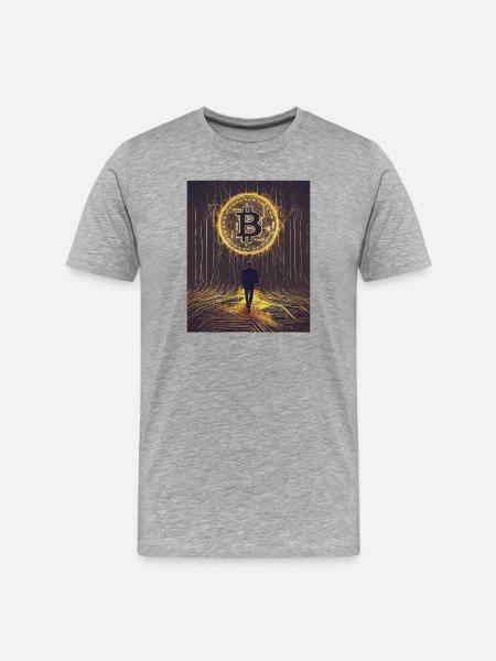 Digital Bitcoin Forest Scene - Men's Premium Organic T-Shirt - heather grey