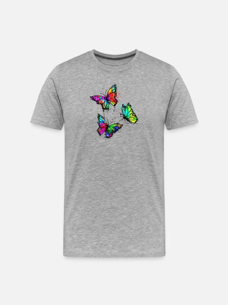 Street Art, Papillon, Art, Graffiti - T-shirt bio Premium Homme - gris chiné