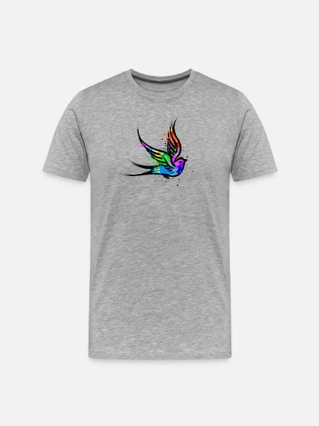 Bird Art Graffiti Drawing Illustration - Men's Premium Organic T-Shirt - heather grey