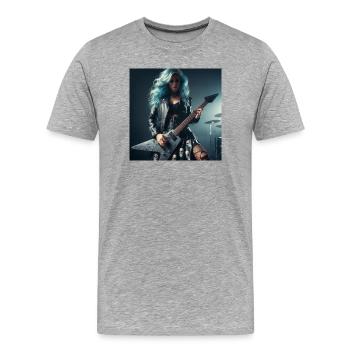 Guitariste de heavy metal - T-shirt bio Premium Homme - gris chiné - Devant - Damien (186cm)