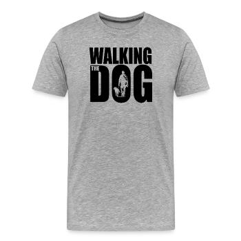 Walking the Dog - Men's Premium Organic T-Shirt - heather grey - Front - Damien (186cm)