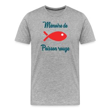 POISSON ROUGE. POISSON. MEMOIRE - T-shirt bio Premium Homme - gris chiné - Devant - Damien (186cm)
