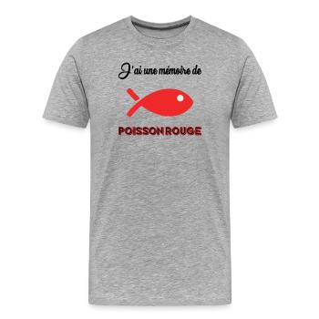 POISSON. MEMOIRE. - T-shirt bio Premium Homme - gris chiné - Devant - Damien (186cm)