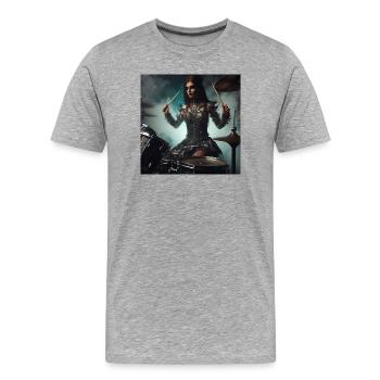 Female Drummer - Men's Premium Organic T-Shirt - heather grey - Front - Damien (186cm)