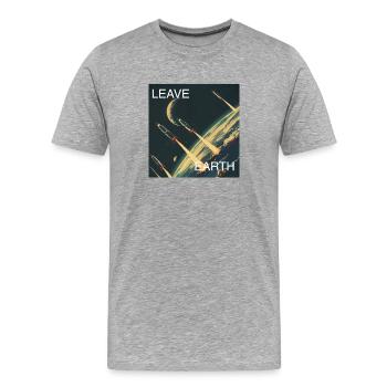 Retro Style Plakat Raumfahrt „Leave Earth“ - Männer Premium Bio T-Shirt - Grau meliert - Vorne - Damien (186cm)