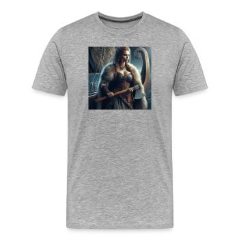 Wikinger-Krieger - Männer Premium Bio T-Shirt - Grau meliert - Vorne - Damien (186cm)