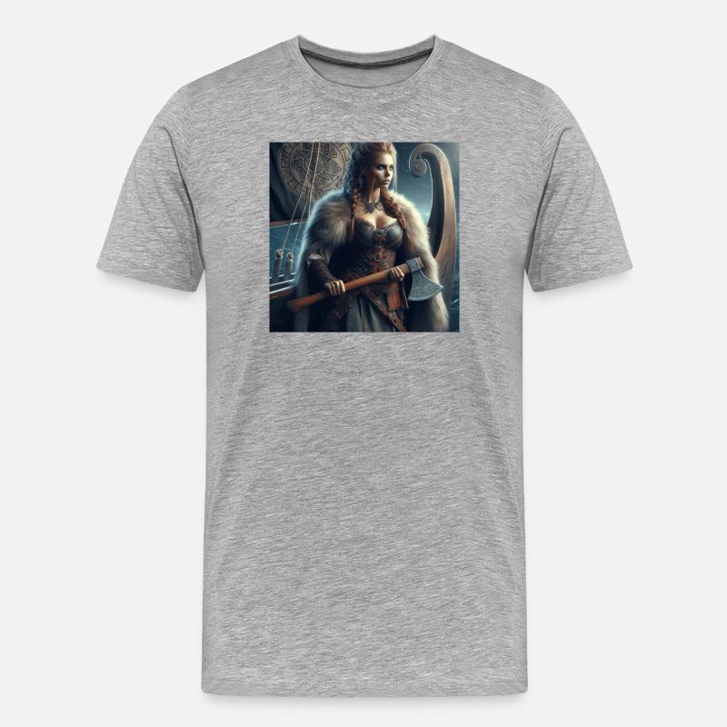 Wikinger-Krieger - Männer Premium Bio T-Shirt - Grau meliert