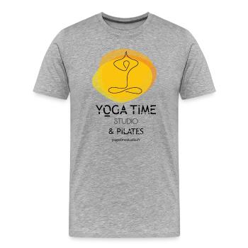 Yoga Time studio & Pilates - T-shirt bio Premium Homme - gris chiné - Devant - Damien (186cm)
