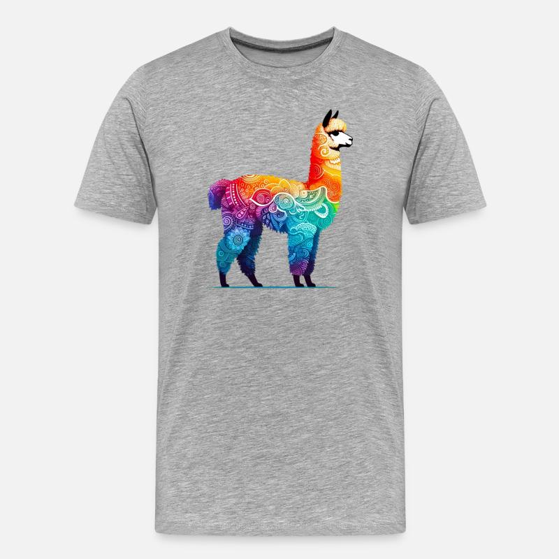 Alpaka - Männer Premium Bio T-Shirt - Grau meliert