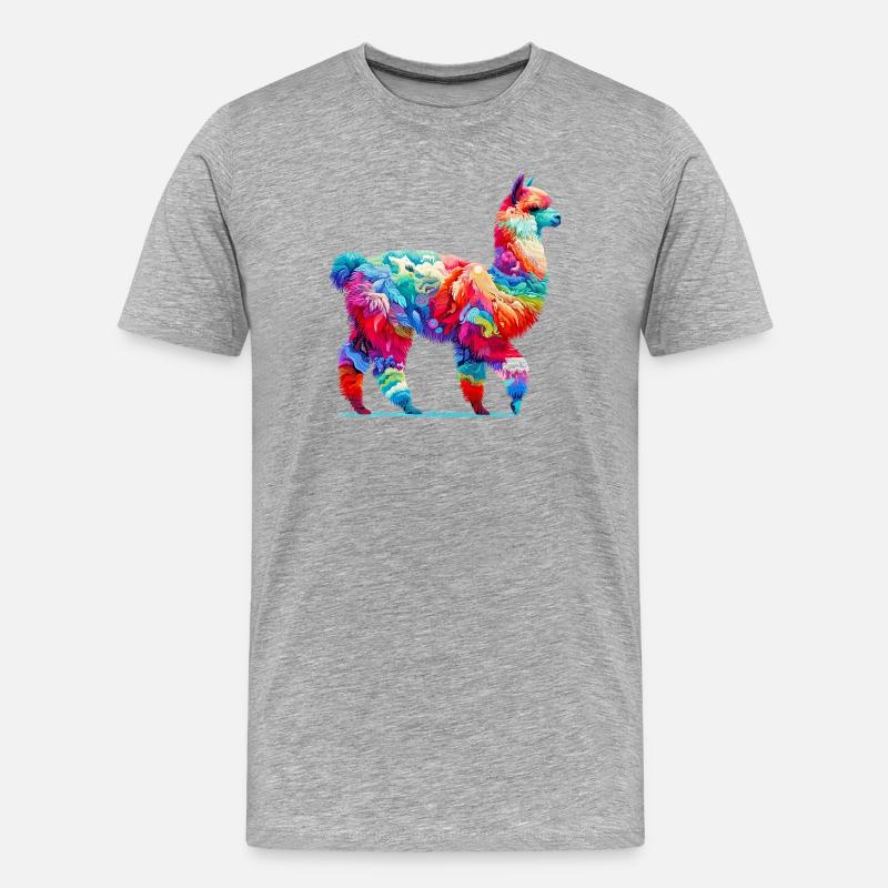 Alpaka - Männer Premium Bio T-Shirt - Grau meliert
