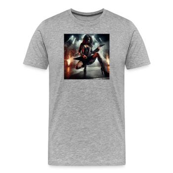 L’essence du heavy metal - T-shirt bio Premium Homme - gris chiné - Devant - Damien (186cm)