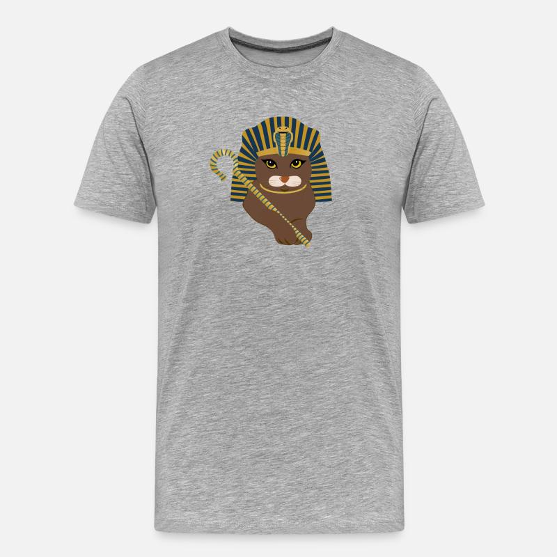 Pharaonen-Katze - Männer Premium Bio T-Shirt - Grau meliert