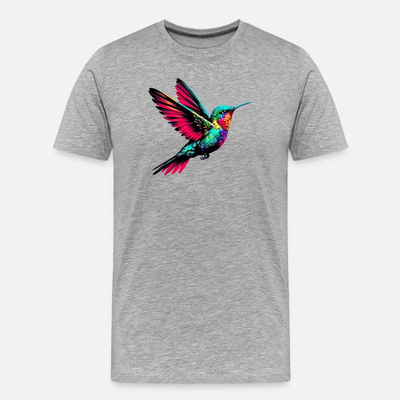 Kolibri - Männer Premium Bio T-Shirt - Grau meliert