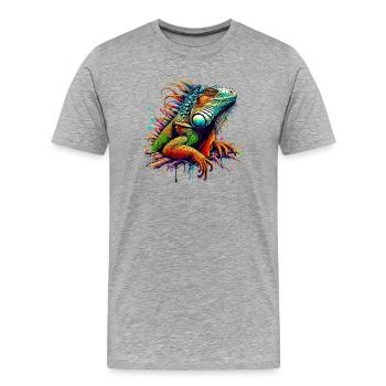 Leguan - Männer Premium Bio T-Shirt - Grau meliert - Vorne - Damien (186cm)
