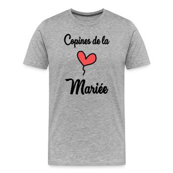 FREUNDINNEN DER BRAUT - Männer Premium Bio T-Shirt - Grau meliert - Vorne - Damien (186cm)