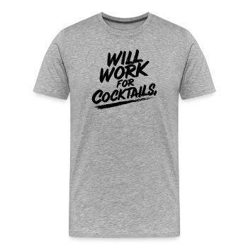 Fonctionnera pour les cocktails - T-shirt bio Premium Homme - gris chiné - Devant - Damien (186cm)